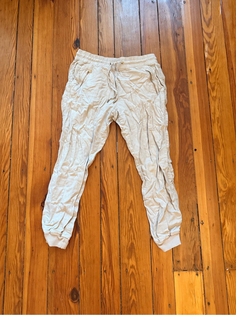Dynamite Beige Pull On Jogger Pants Size Small Zip Pockets
